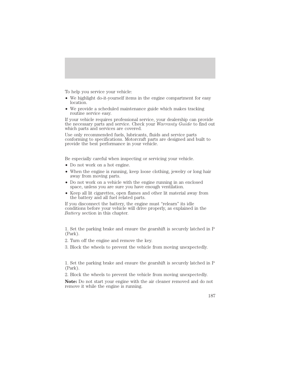 Maintenance and specifications | FORD 2002 Thunderbird v.2 User Manual | Page 187 / 232