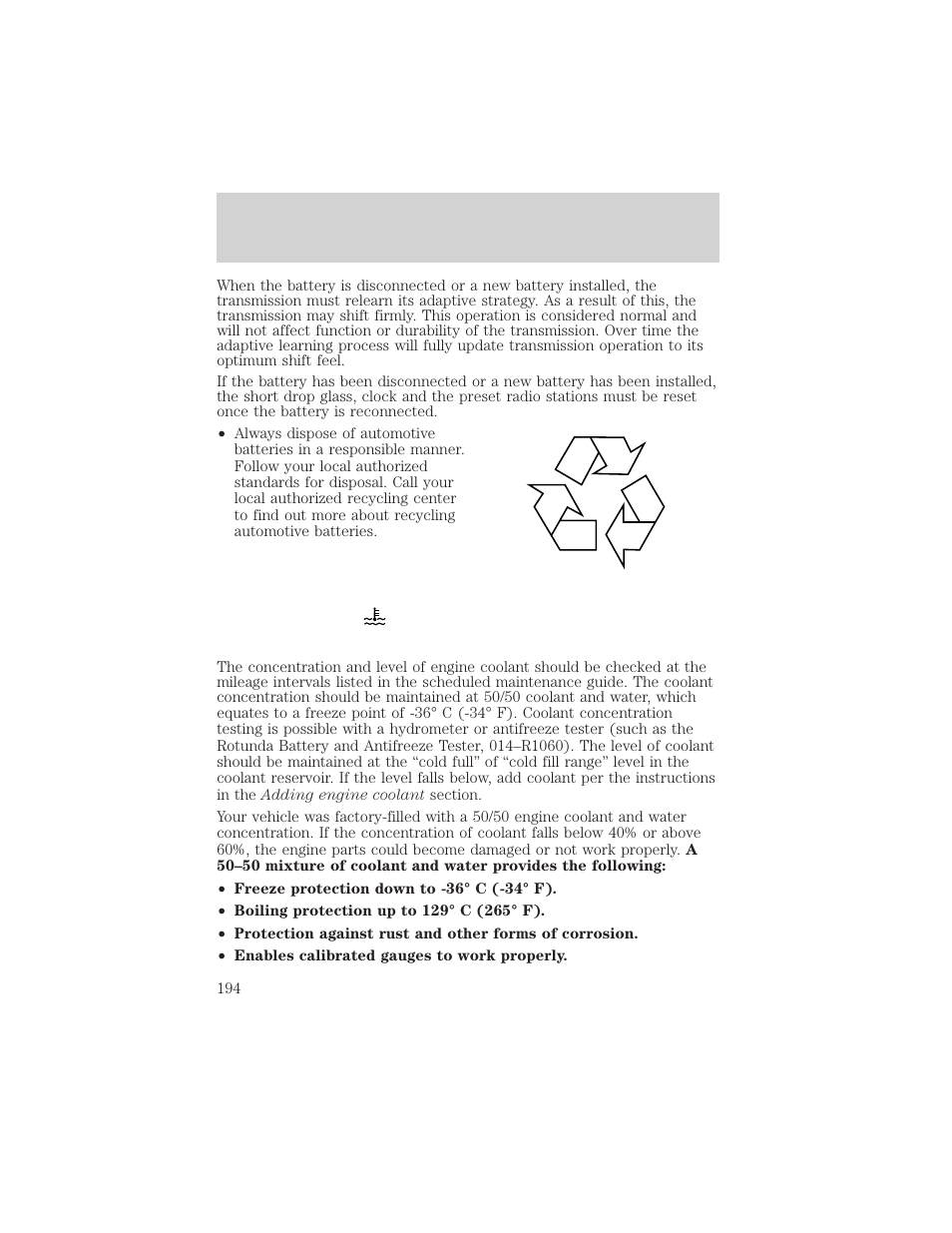 Maintenance and specifications | FORD 2002 Thunderbird v.2 User Manual | Page 194 / 232