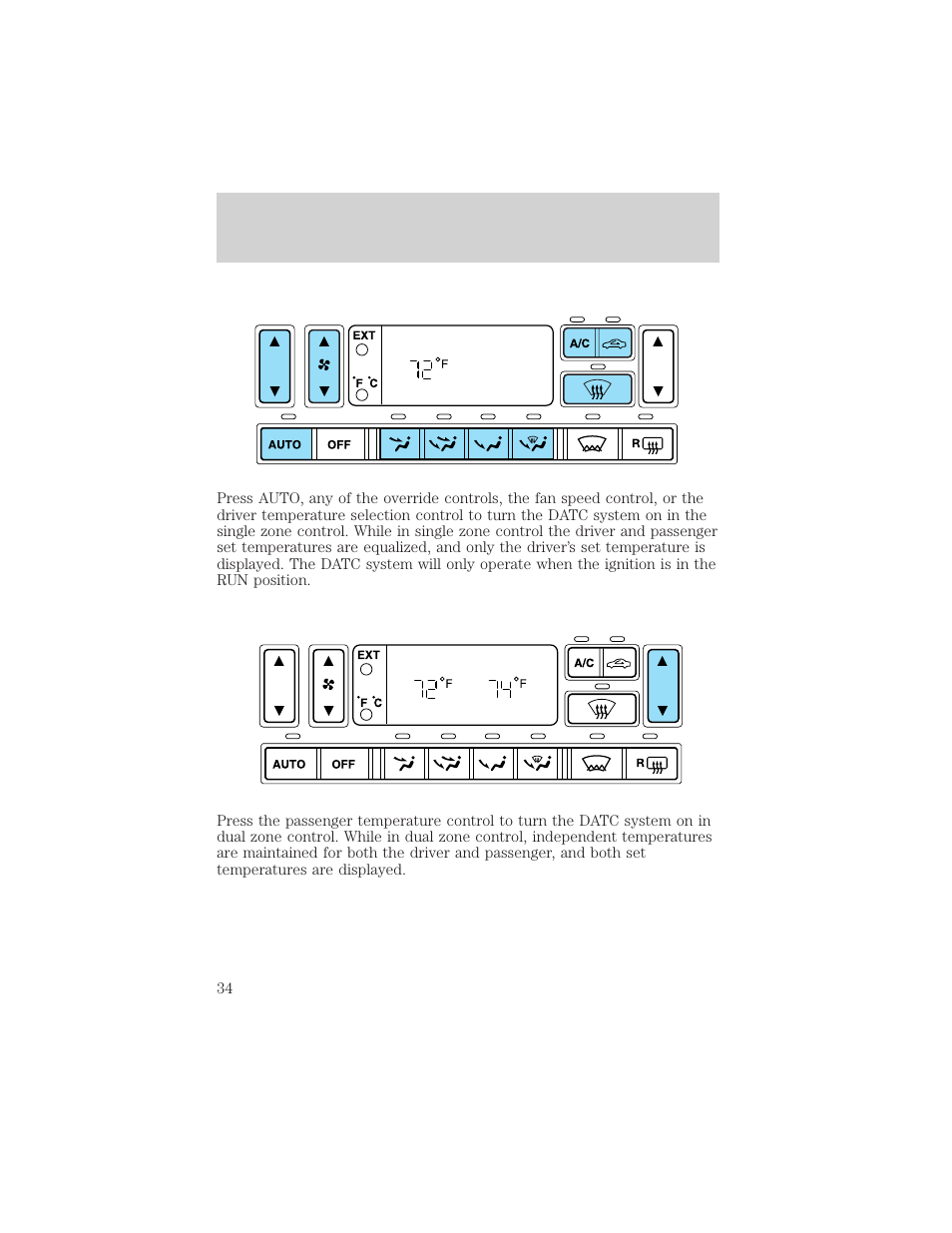 Climate controls | FORD 2002 Thunderbird v.2 User Manual | Page 34 / 232
