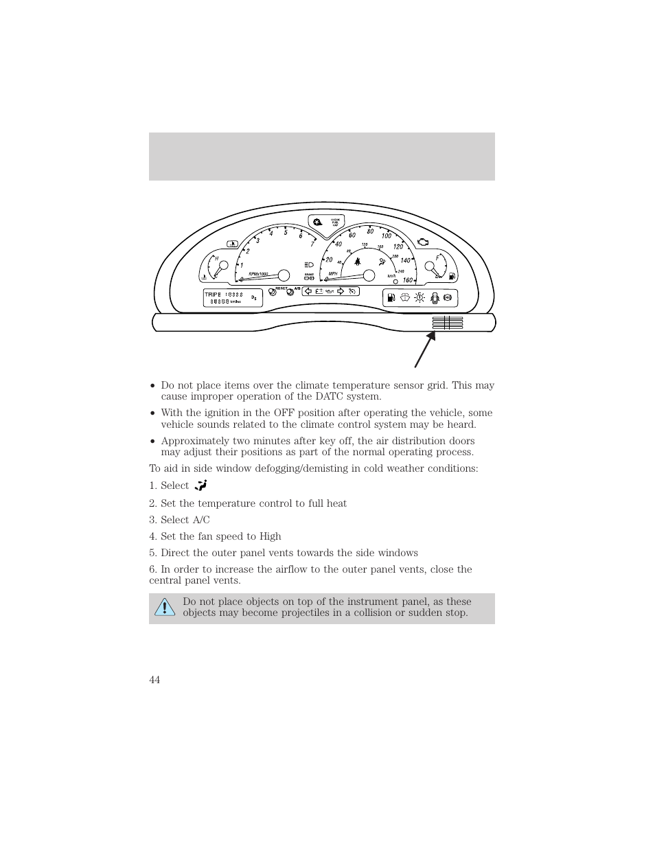 Climate controls | FORD 2002 Thunderbird v.2 User Manual | Page 44 / 232