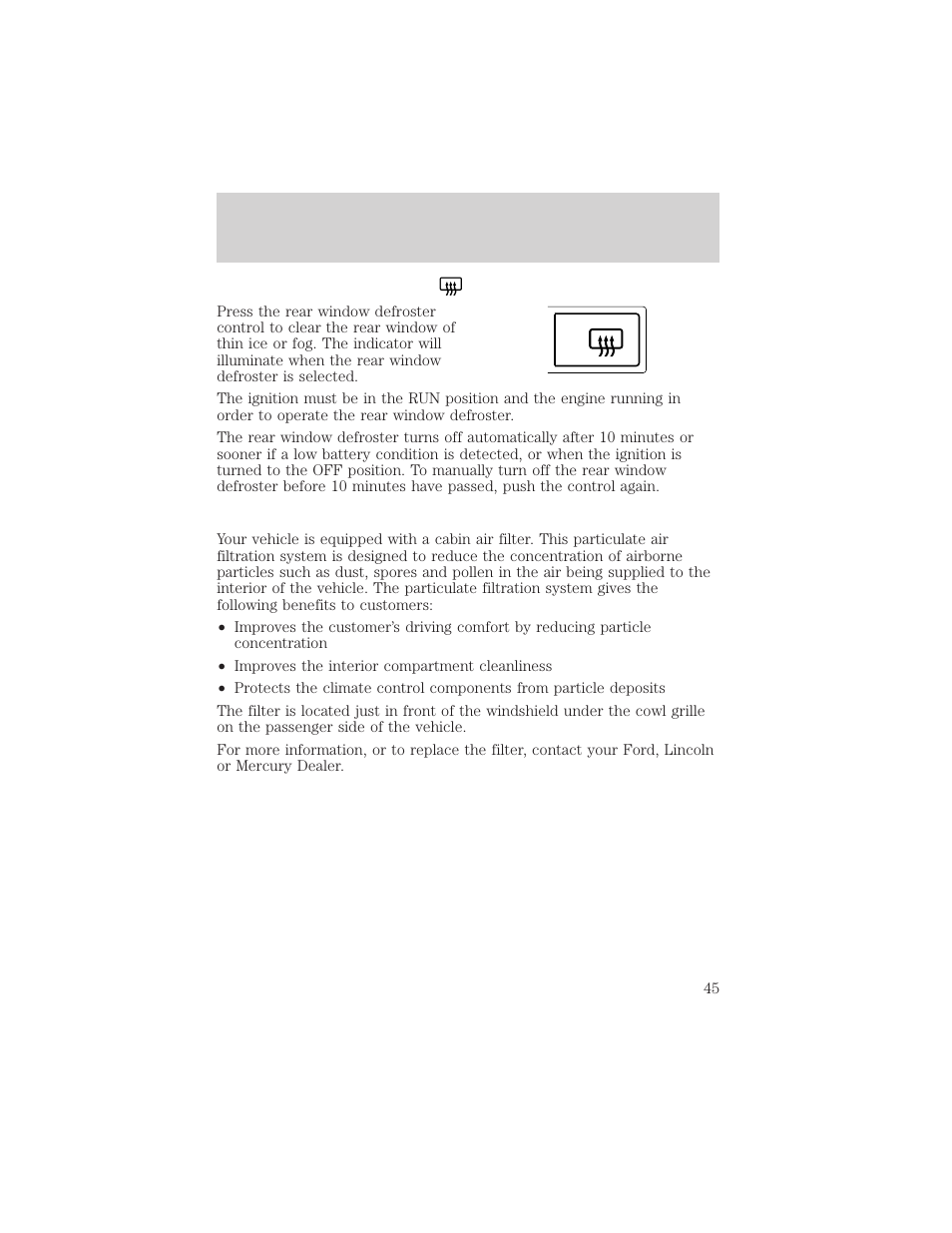 Climate controls | FORD 2002 Thunderbird v.2 User Manual | Page 45 / 232