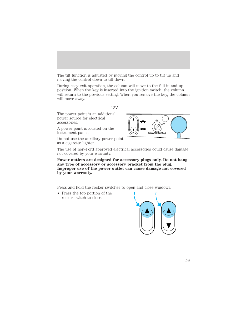 Driver controls | FORD 2002 Thunderbird v.2 User Manual | Page 59 / 232