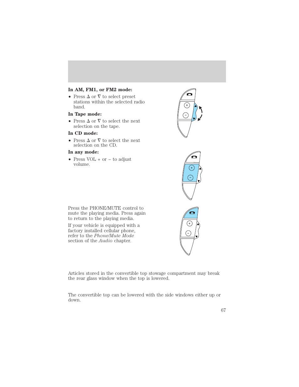 Driver controls | FORD 2002 Thunderbird v.2 User Manual | Page 67 / 232