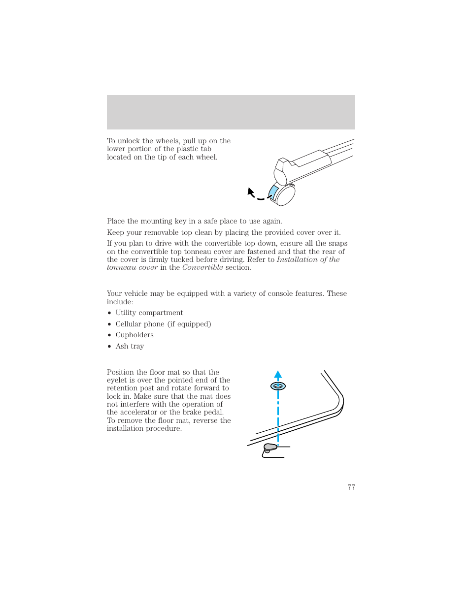 Driver controls | FORD 2002 Thunderbird v.2 User Manual | Page 77 / 232