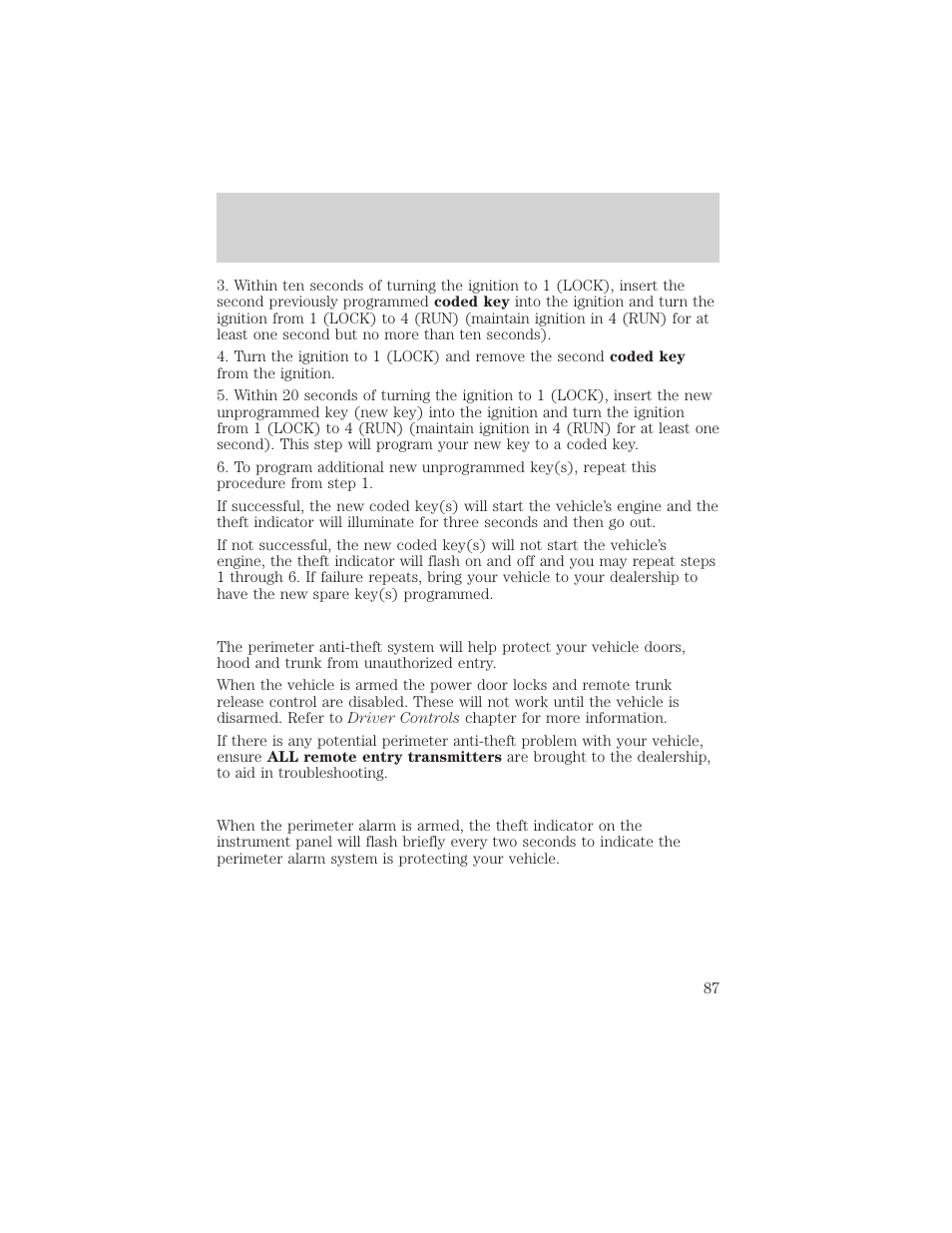 Locks and security | FORD 2002 Thunderbird v.2 User Manual | Page 87 / 232