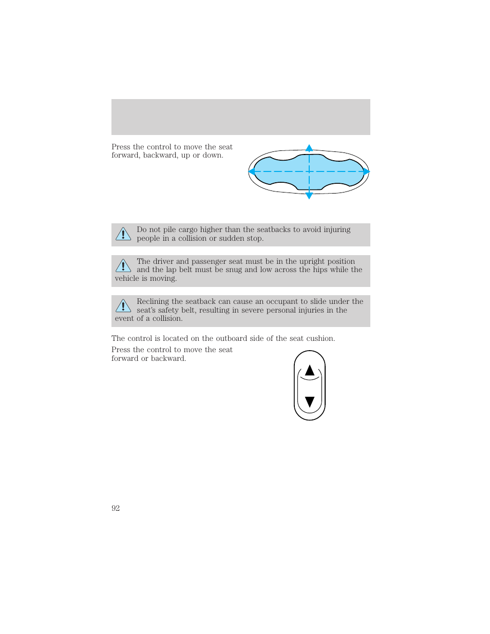 Seating and safety restraints | FORD 2002 Thunderbird v.2 User Manual | Page 92 / 232
