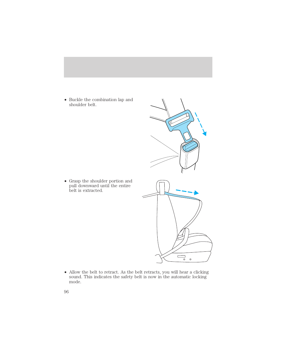 Seating and safety restraints | FORD 2002 Thunderbird v.2 User Manual | Page 96 / 232