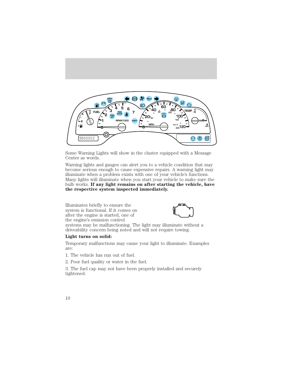 Instrument cluster | FORD 2002 Windstar v.1 User Manual | Page 10 / 296