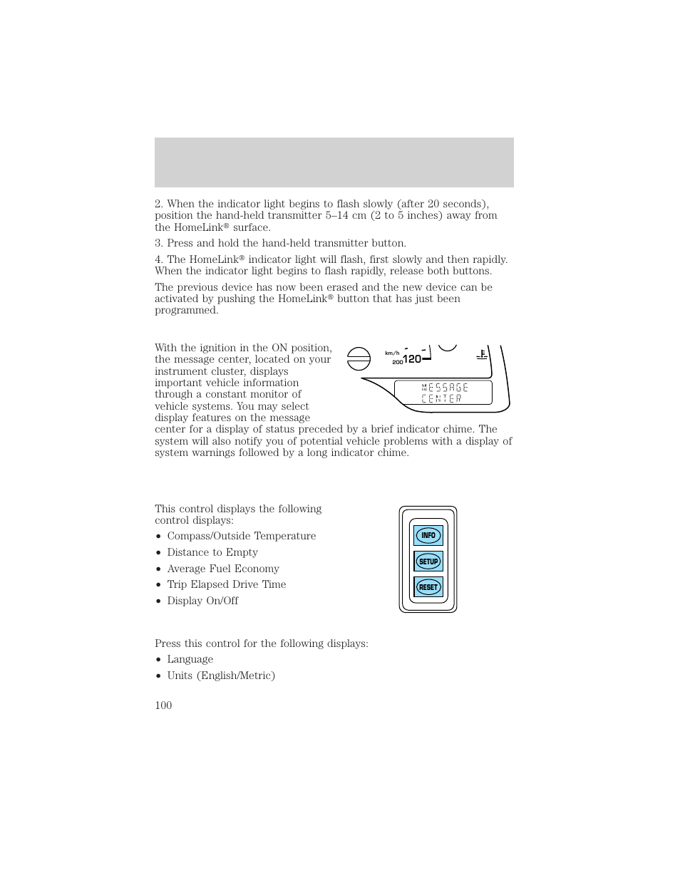 Driver controls | FORD 2002 Windstar v.1 User Manual | Page 100 / 296
