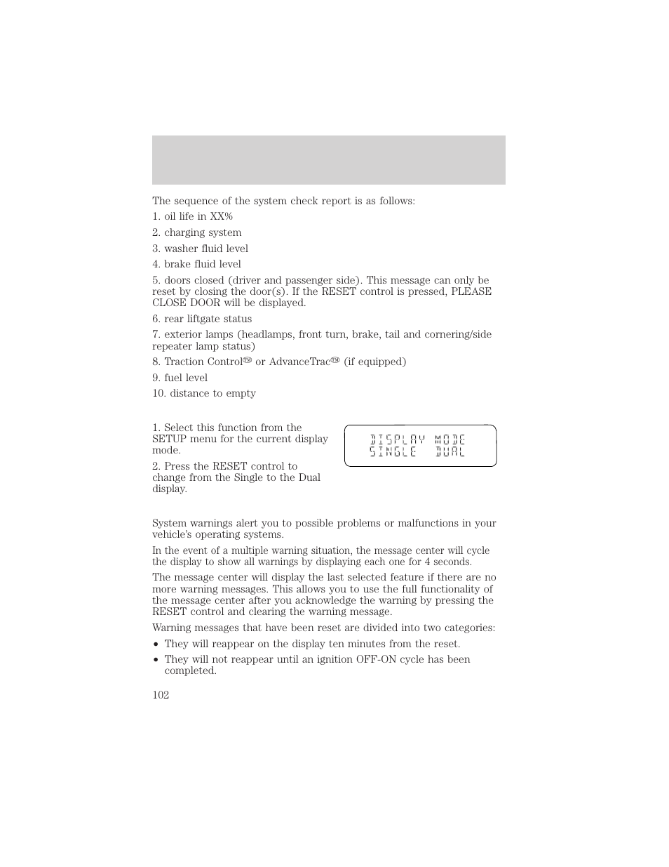 Driver controls | FORD 2002 Windstar v.1 User Manual | Page 102 / 296