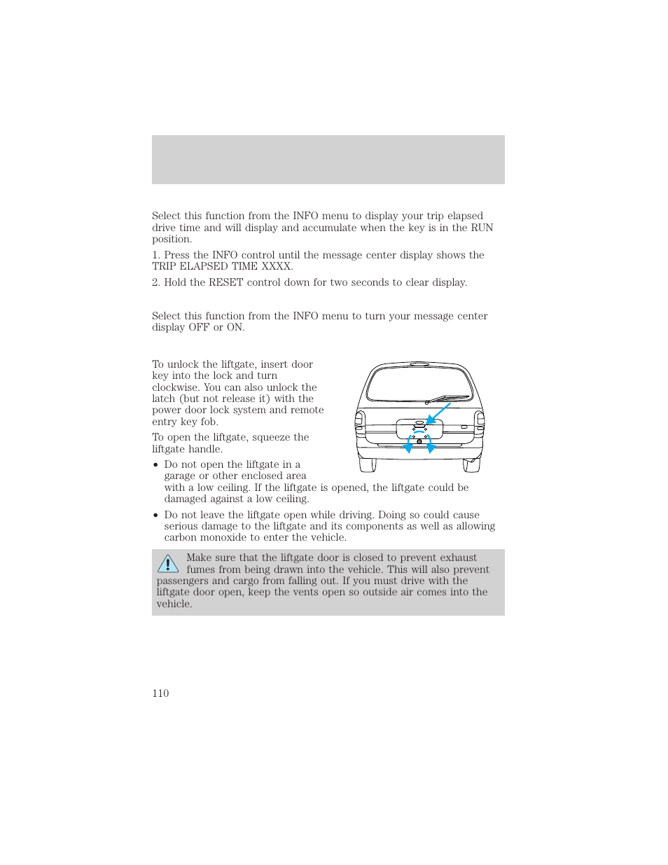 Driver controls | FORD 2002 Windstar v.1 User Manual | Page 110 / 296