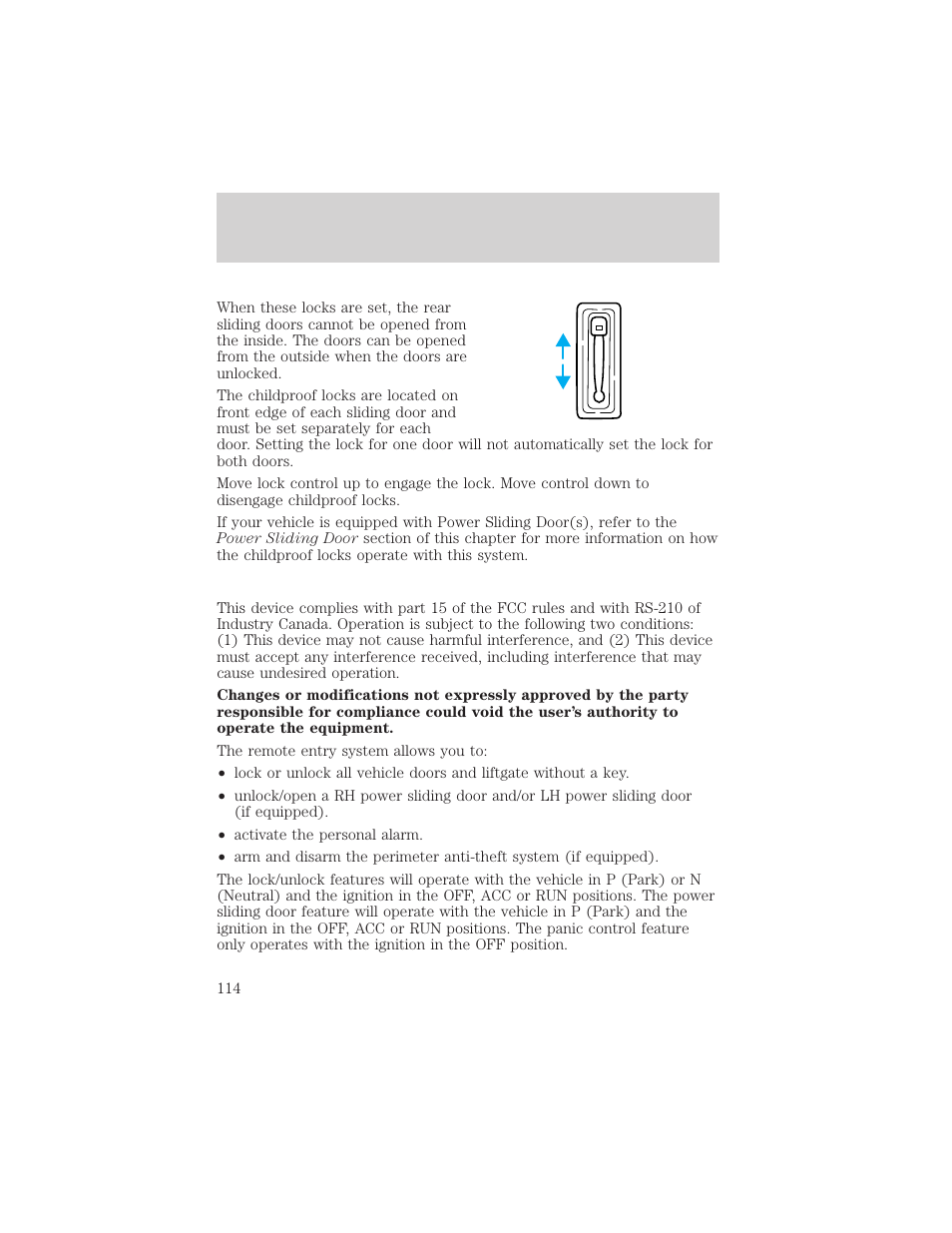 Locks and security | FORD 2002 Windstar v.1 User Manual | Page 114 / 296