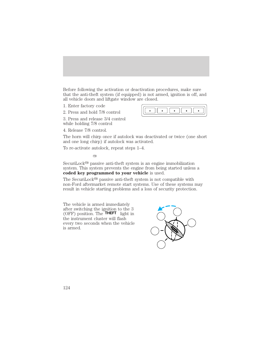 Locks and security | FORD 2002 Windstar v.1 User Manual | Page 124 / 296