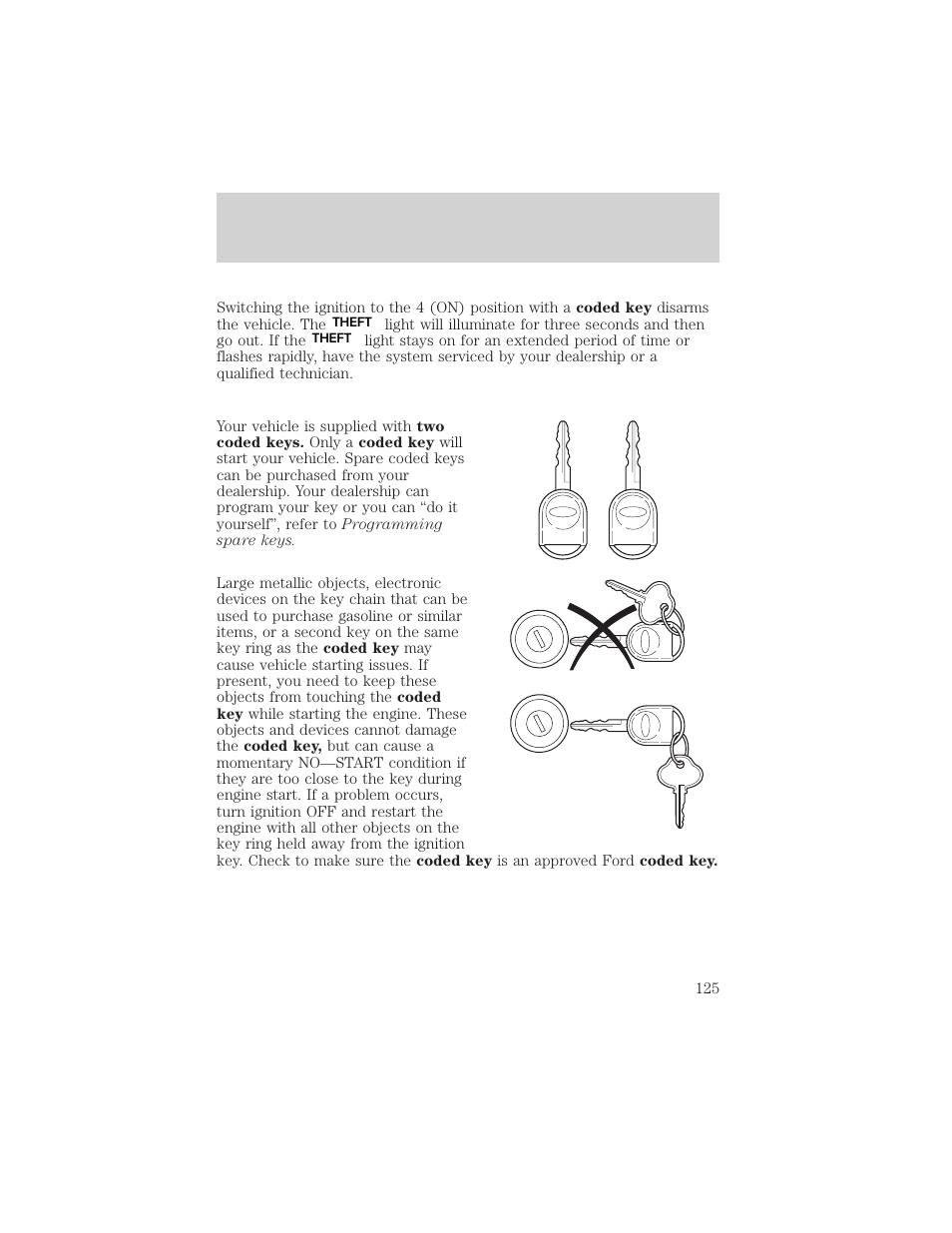 Locks and security | FORD 2002 Windstar v.1 User Manual | Page 125 / 296