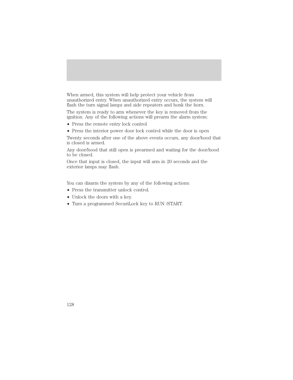 Locks and security | FORD 2002 Windstar v.1 User Manual | Page 128 / 296