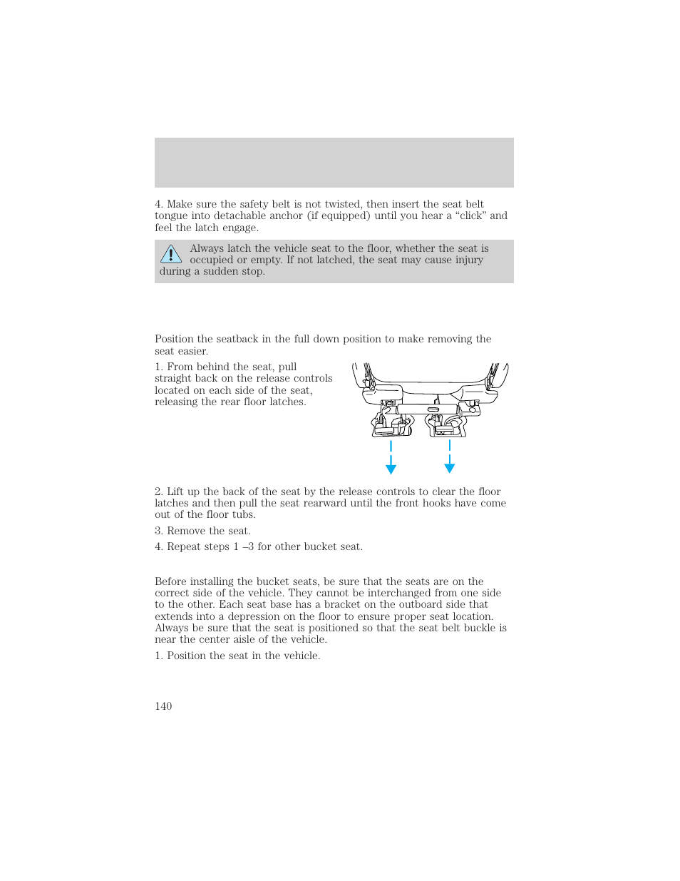 Seating and safety restraints | FORD 2002 Windstar v.1 User Manual | Page 140 / 296