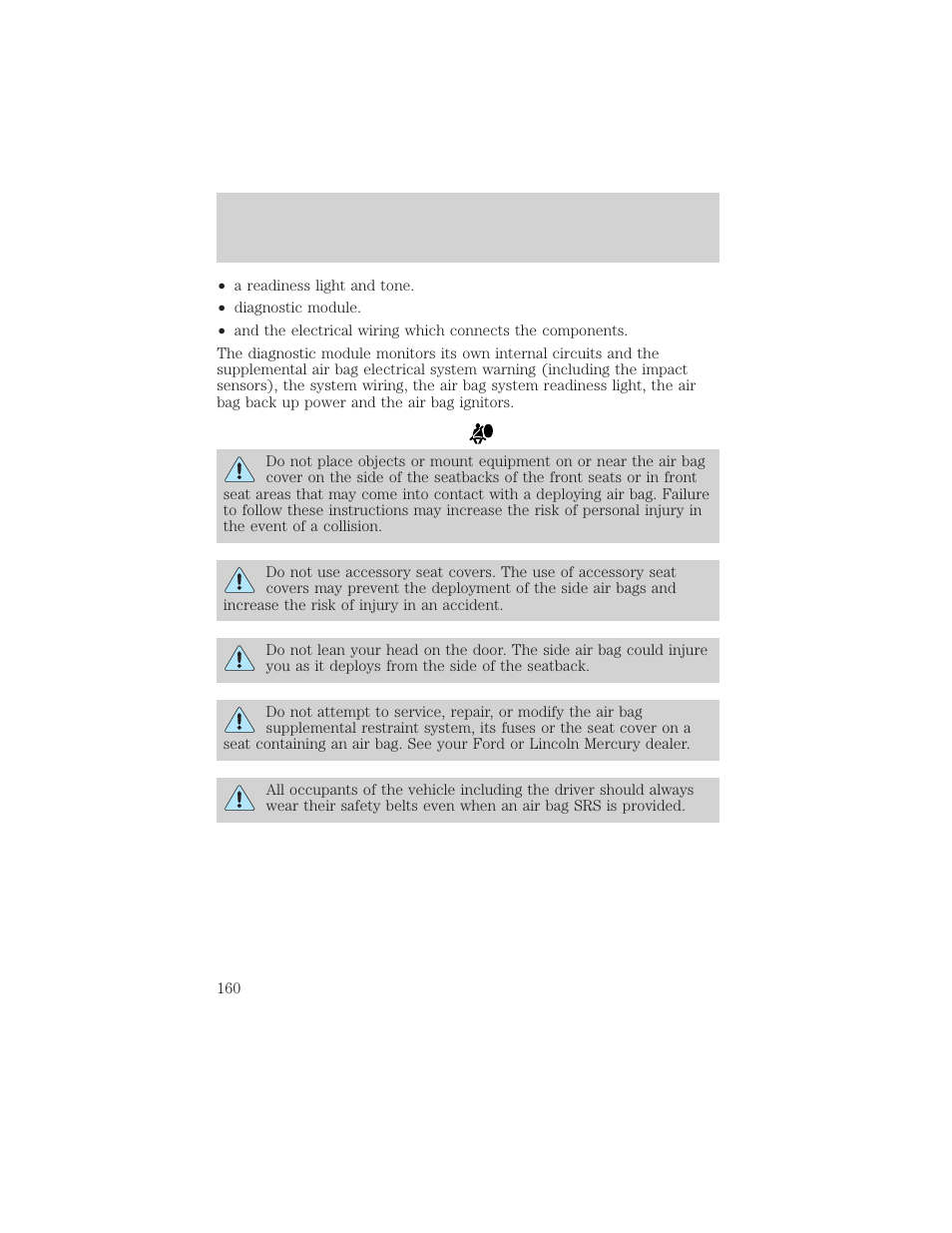 Seating and safety restraints | FORD 2002 Windstar v.1 User Manual | Page 160 / 296