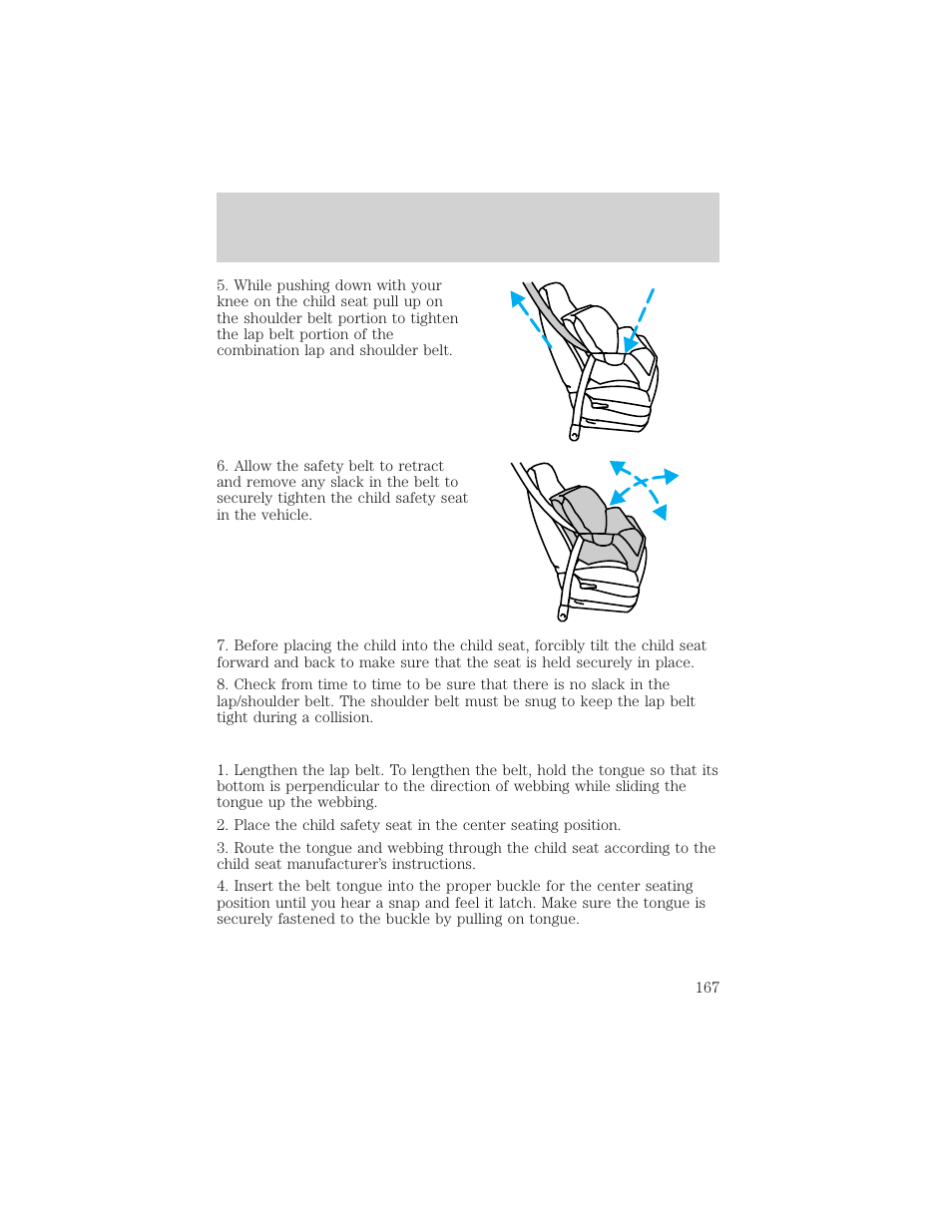 Seating and safety restraints | FORD 2002 Windstar v.1 User Manual | Page 167 / 296