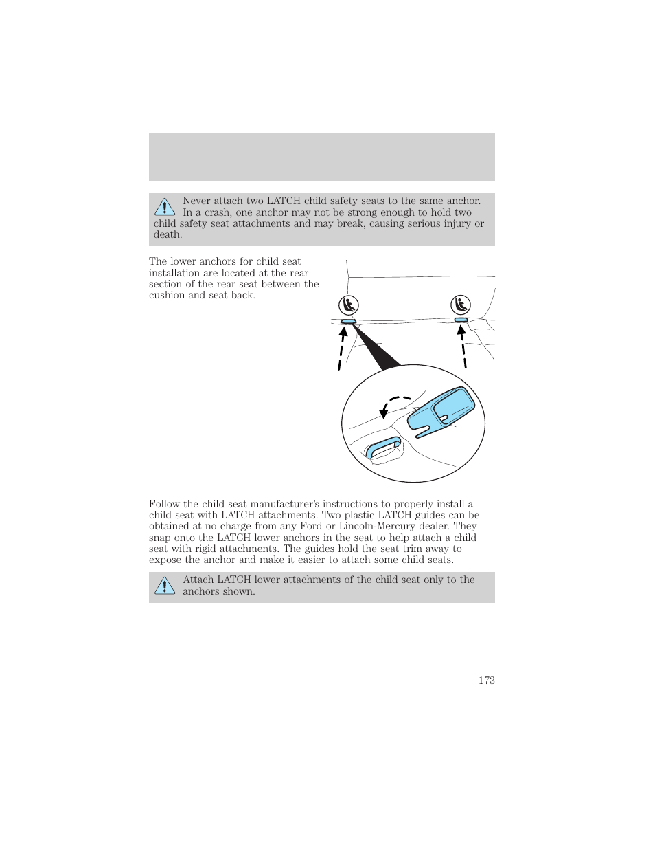 Seating and safety restraints | FORD 2002 Windstar v.1 User Manual | Page 173 / 296