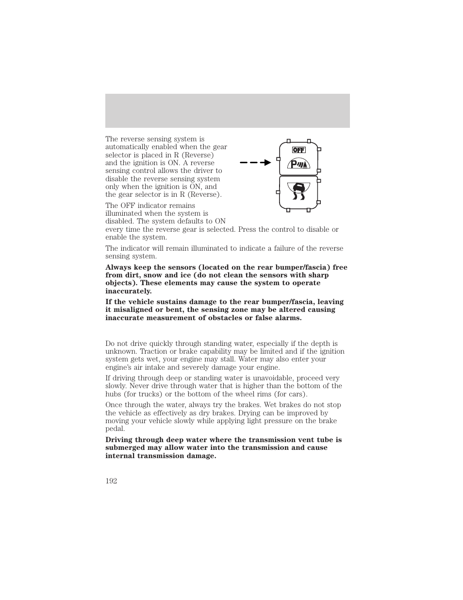 Driving | FORD 2002 Windstar v.1 User Manual | Page 192 / 296