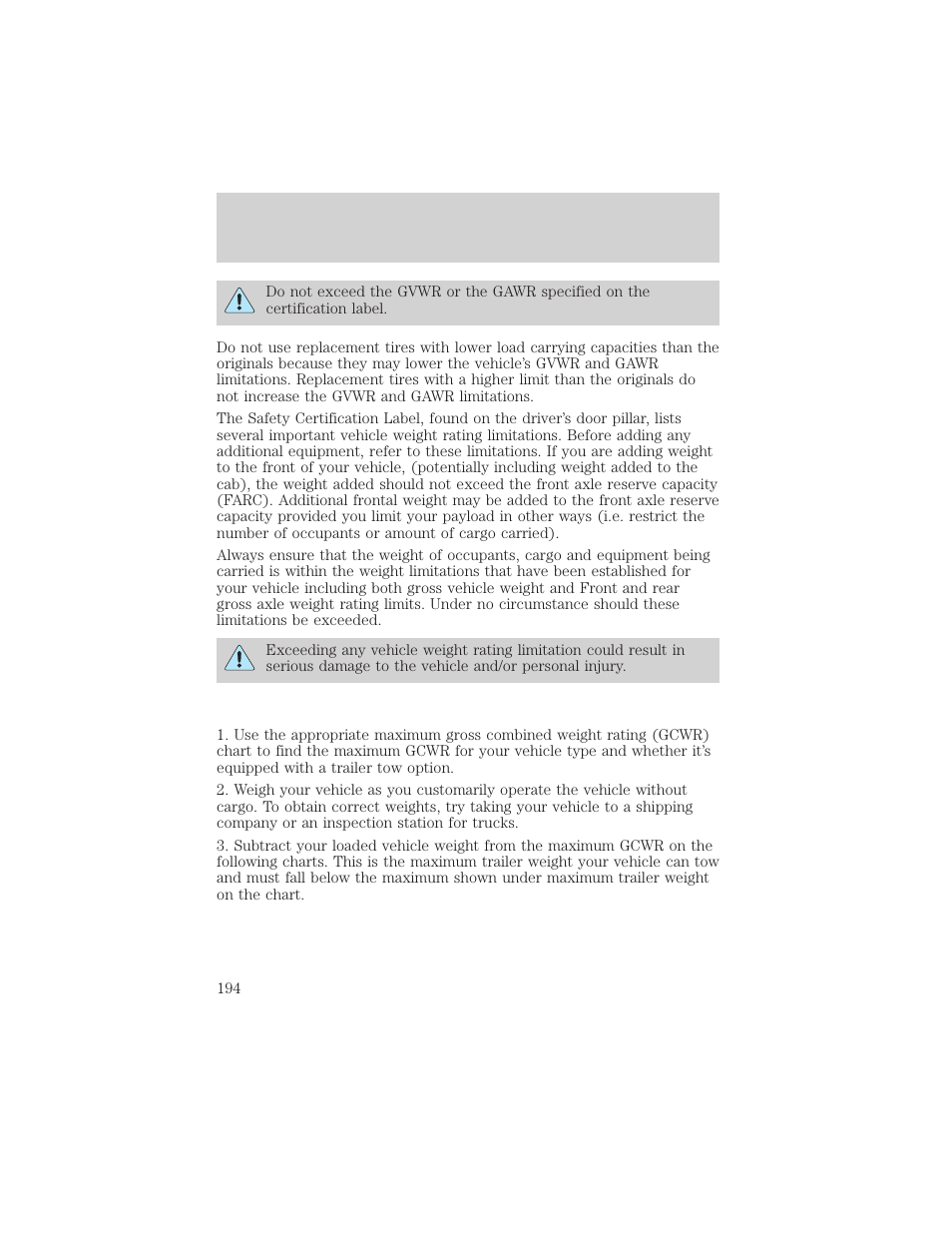 Driving | FORD 2002 Windstar v.1 User Manual | Page 194 / 296