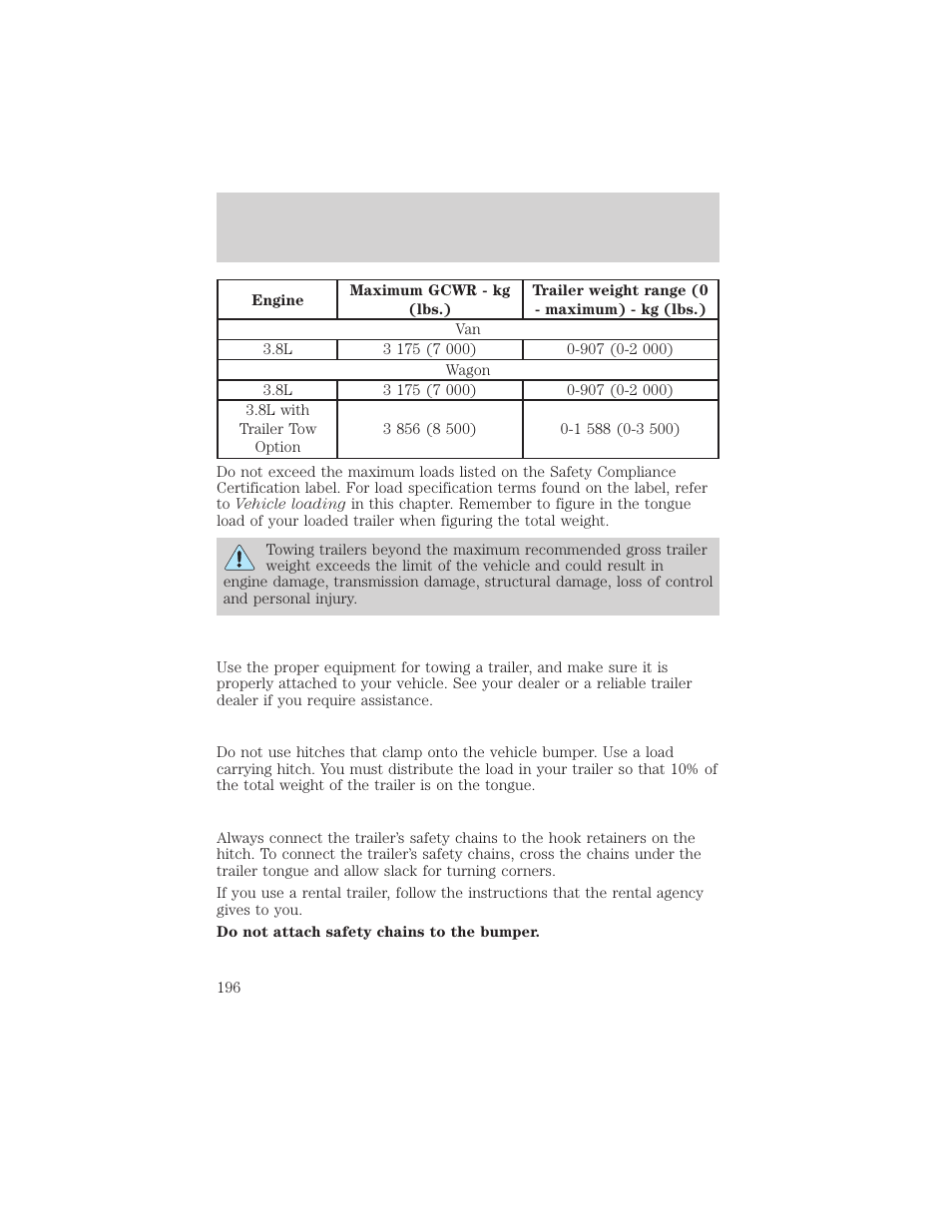 Driving | FORD 2002 Windstar v.1 User Manual | Page 196 / 296