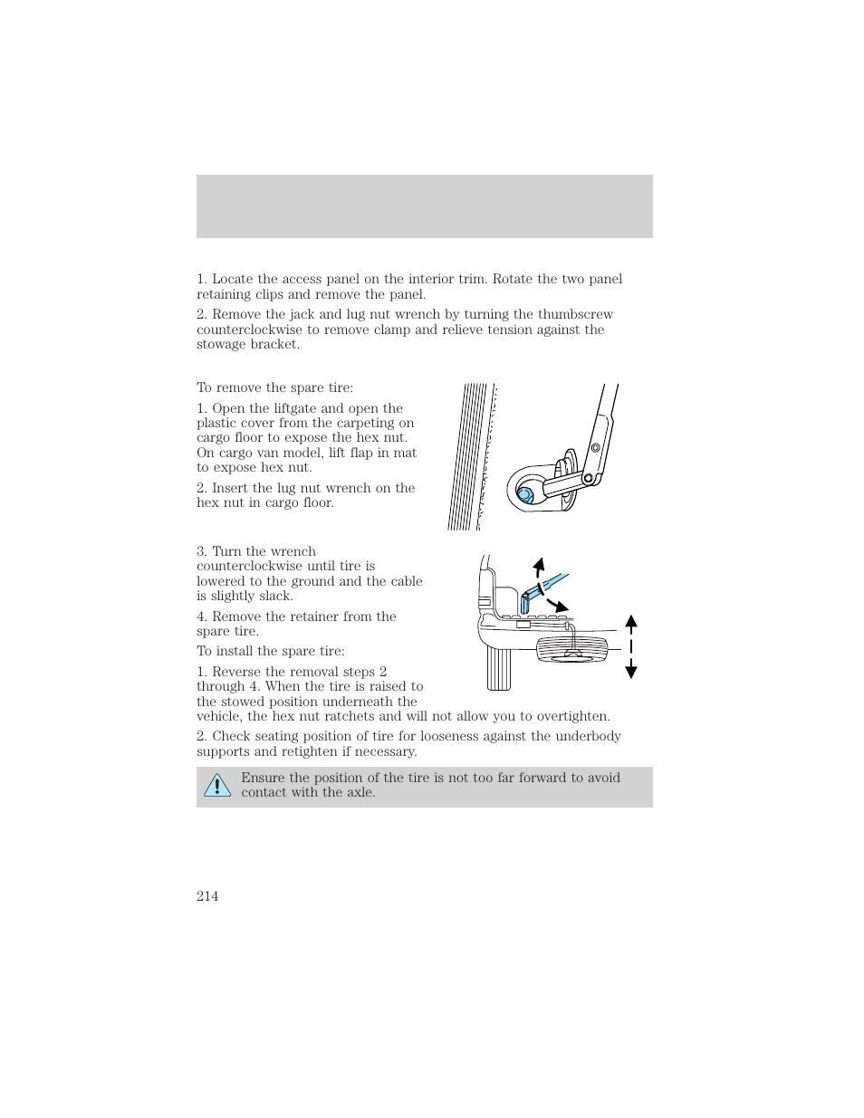 Roadside emergencies | FORD 2002 Windstar v.1 User Manual | Page 214 / 296