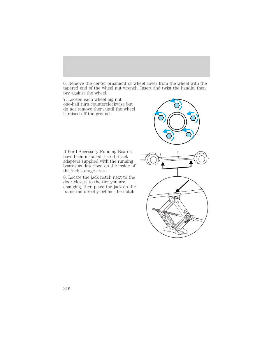 Roadside emergencies | FORD 2002 Windstar v.1 User Manual | Page 216 / 296