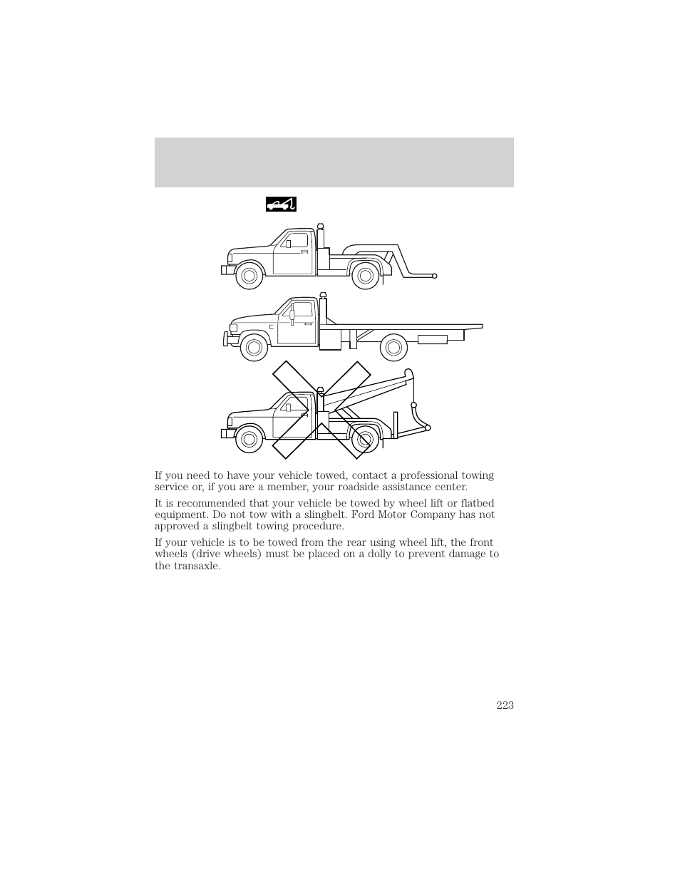 Roadside emergencies | FORD 2002 Windstar v.1 User Manual | Page 223 / 296