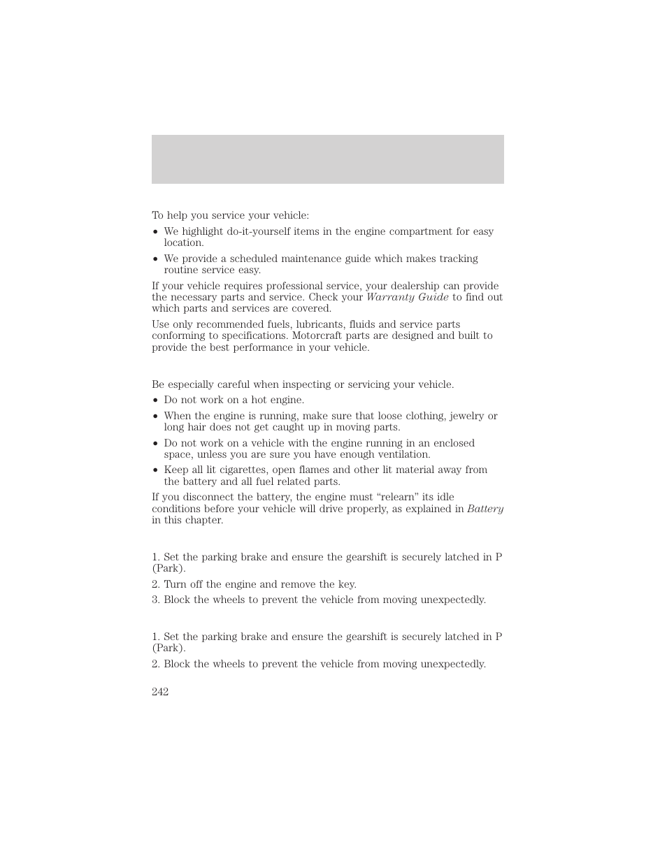 Maintenance and specifications | FORD 2002 Windstar v.1 User Manual | Page 242 / 296