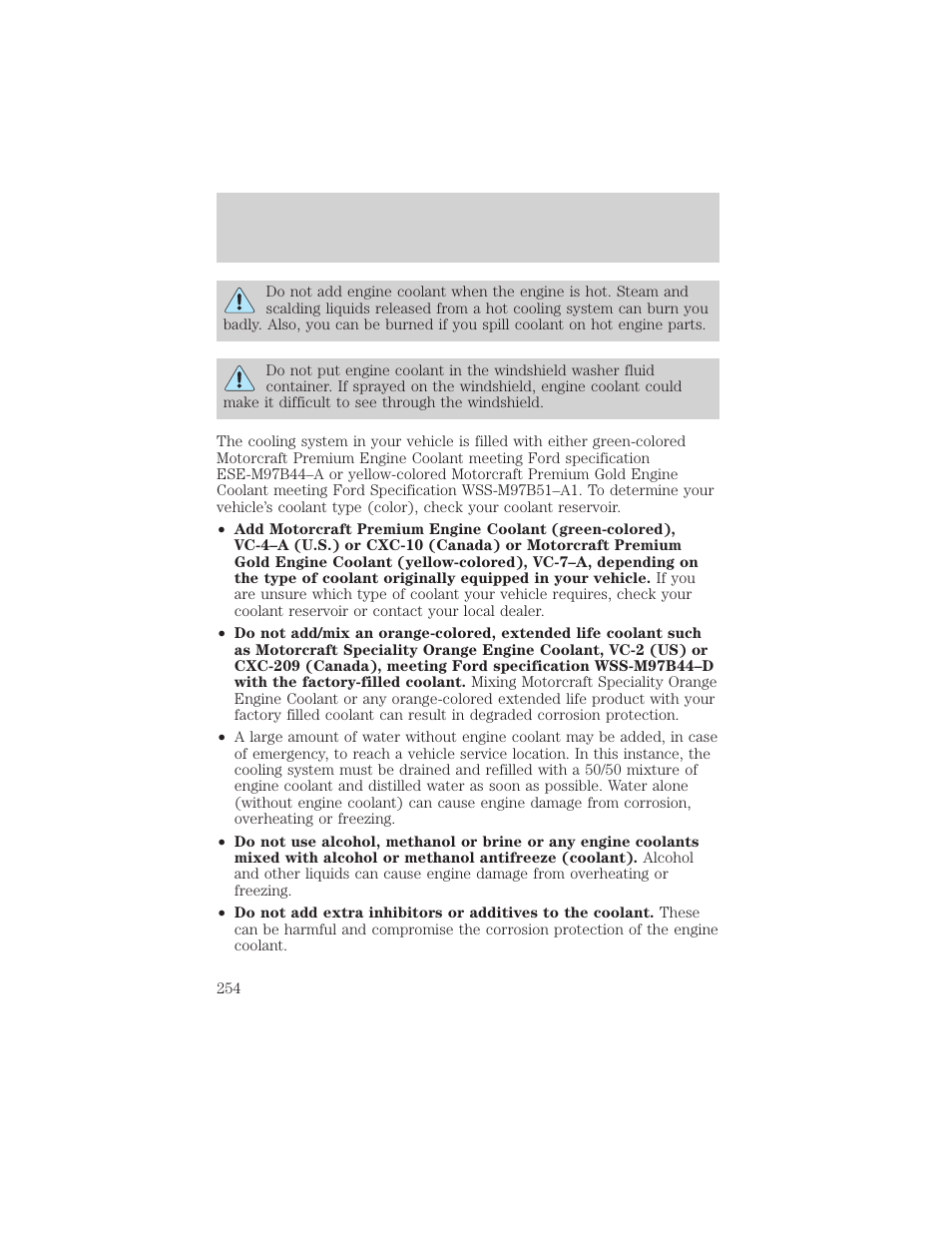Maintenance and specifications | FORD 2002 Windstar v.1 User Manual | Page 254 / 296