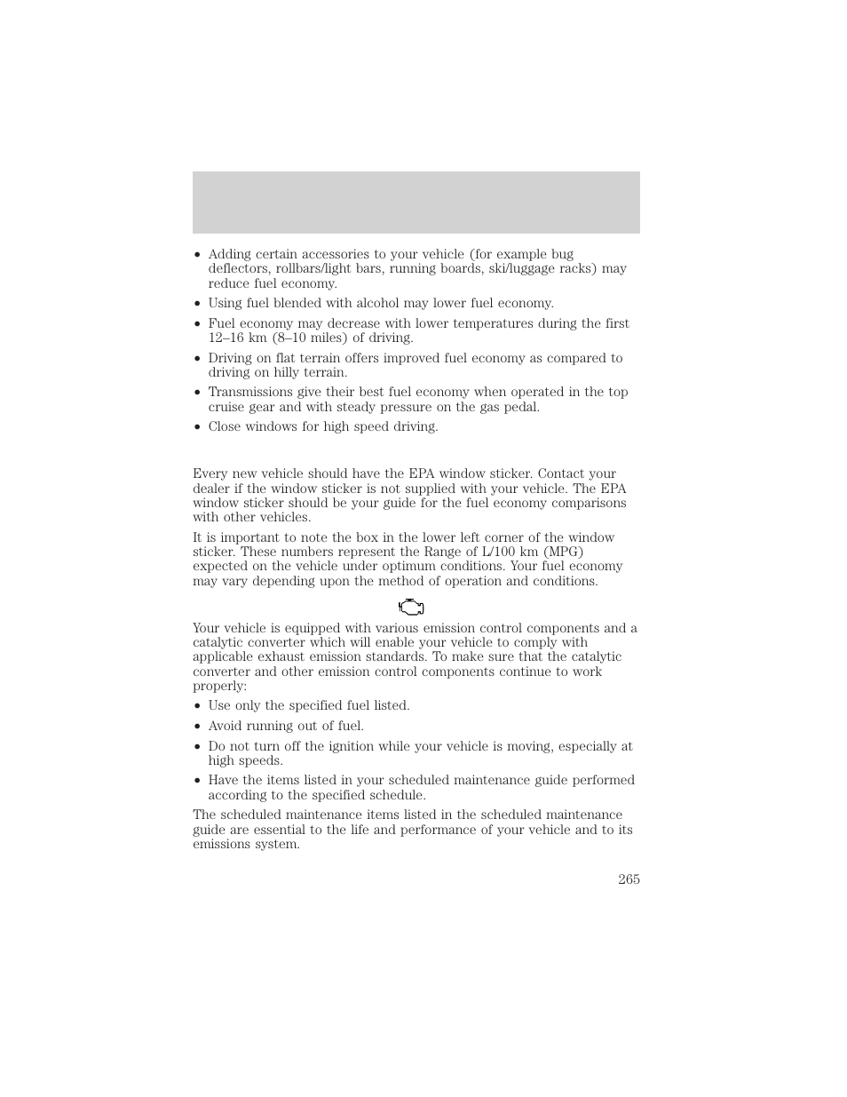 Maintenance and specifications | FORD 2002 Windstar v.1 User Manual | Page 265 / 296