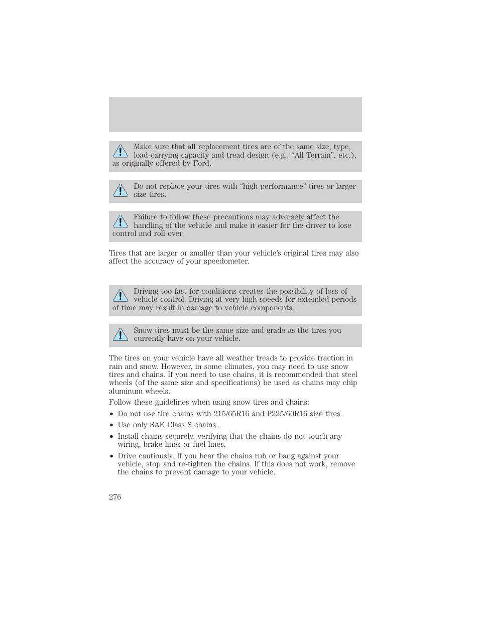 Maintenance and specifications | FORD 2002 Windstar v.1 User Manual | Page 276 / 296
