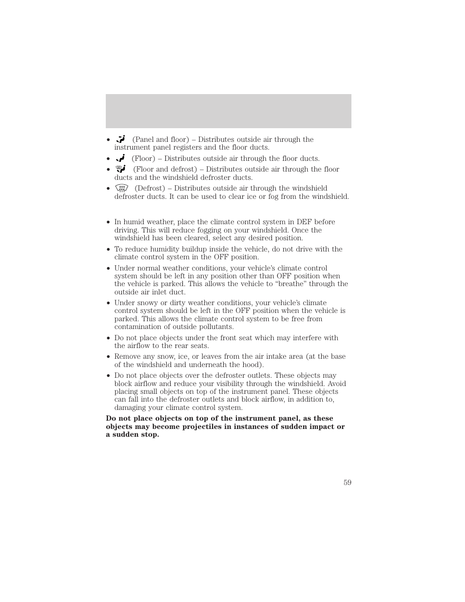 Climate controls | FORD 2002 Windstar v.1 User Manual | Page 59 / 296