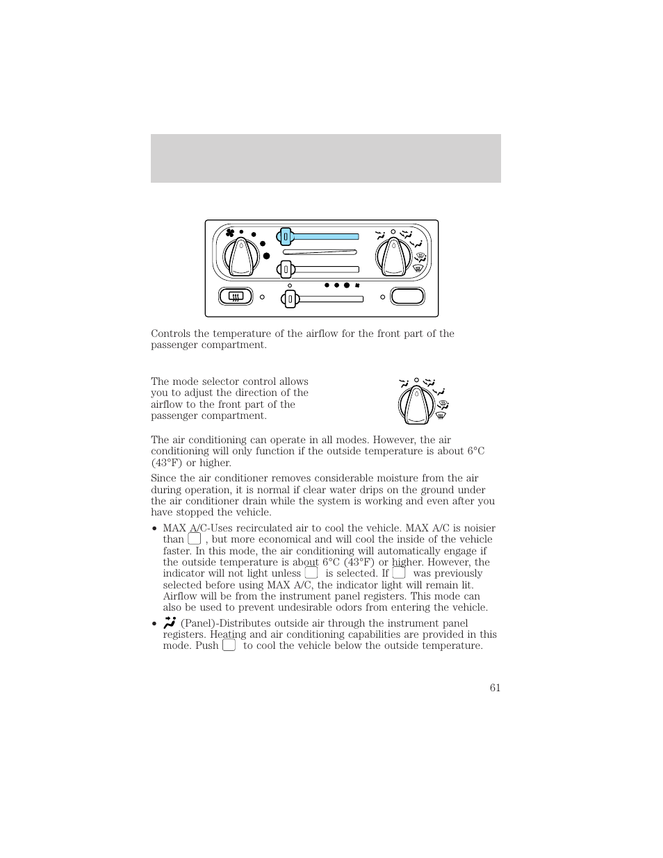 Climate controls | FORD 2002 Windstar v.1 User Manual | Page 61 / 296