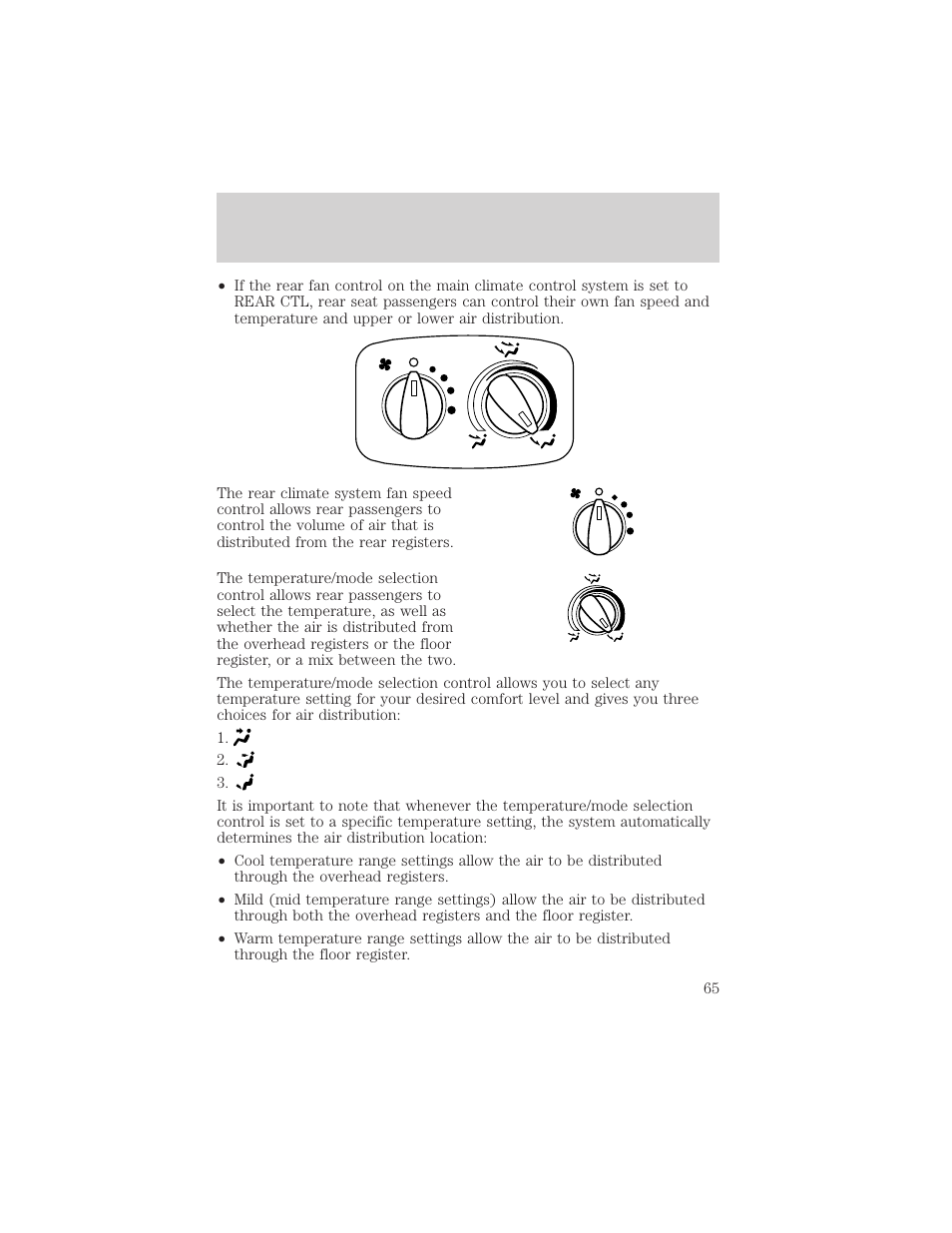 Climate controls | FORD 2002 Windstar v.1 User Manual | Page 65 / 296
