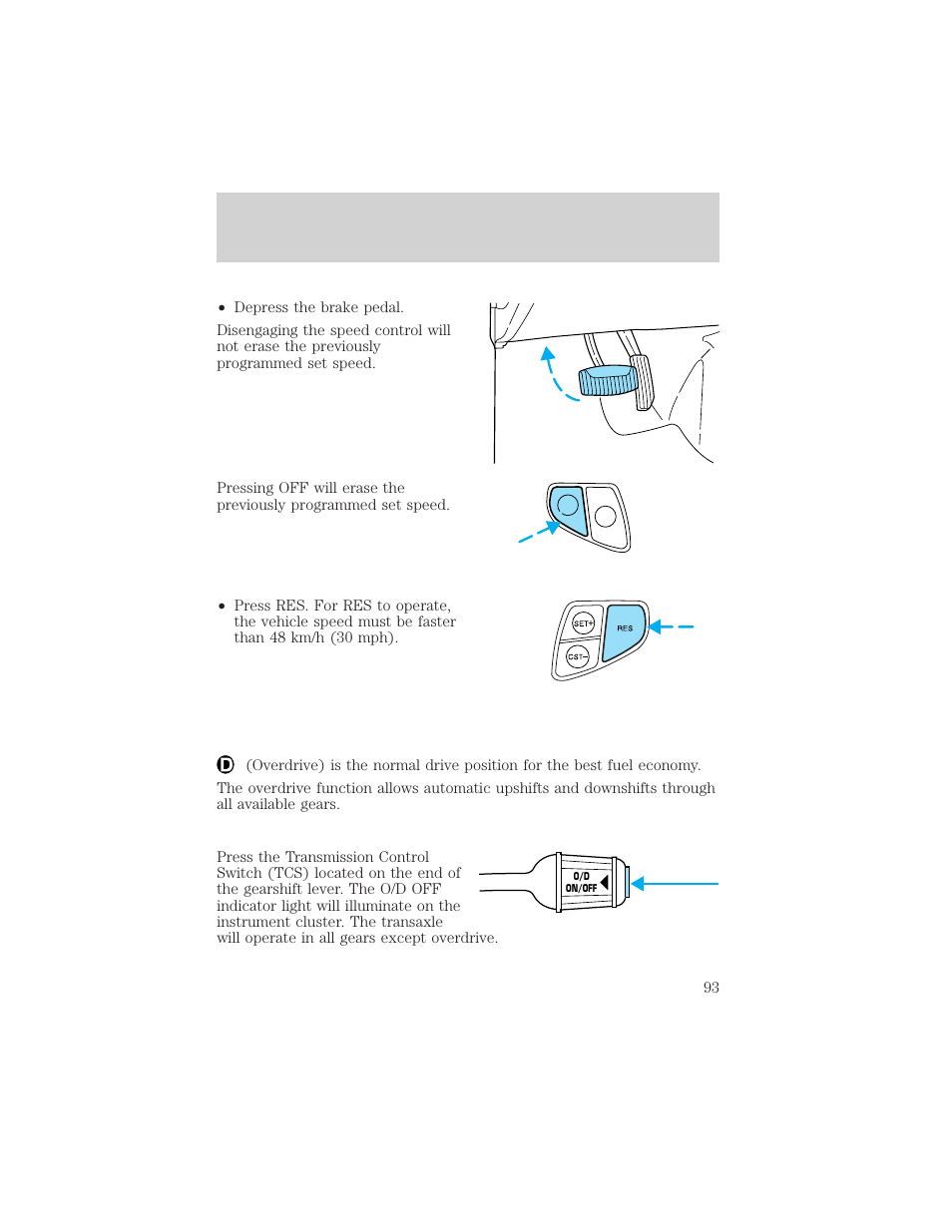 Driver controls | FORD 2002 Windstar v.1 User Manual | Page 93 / 296