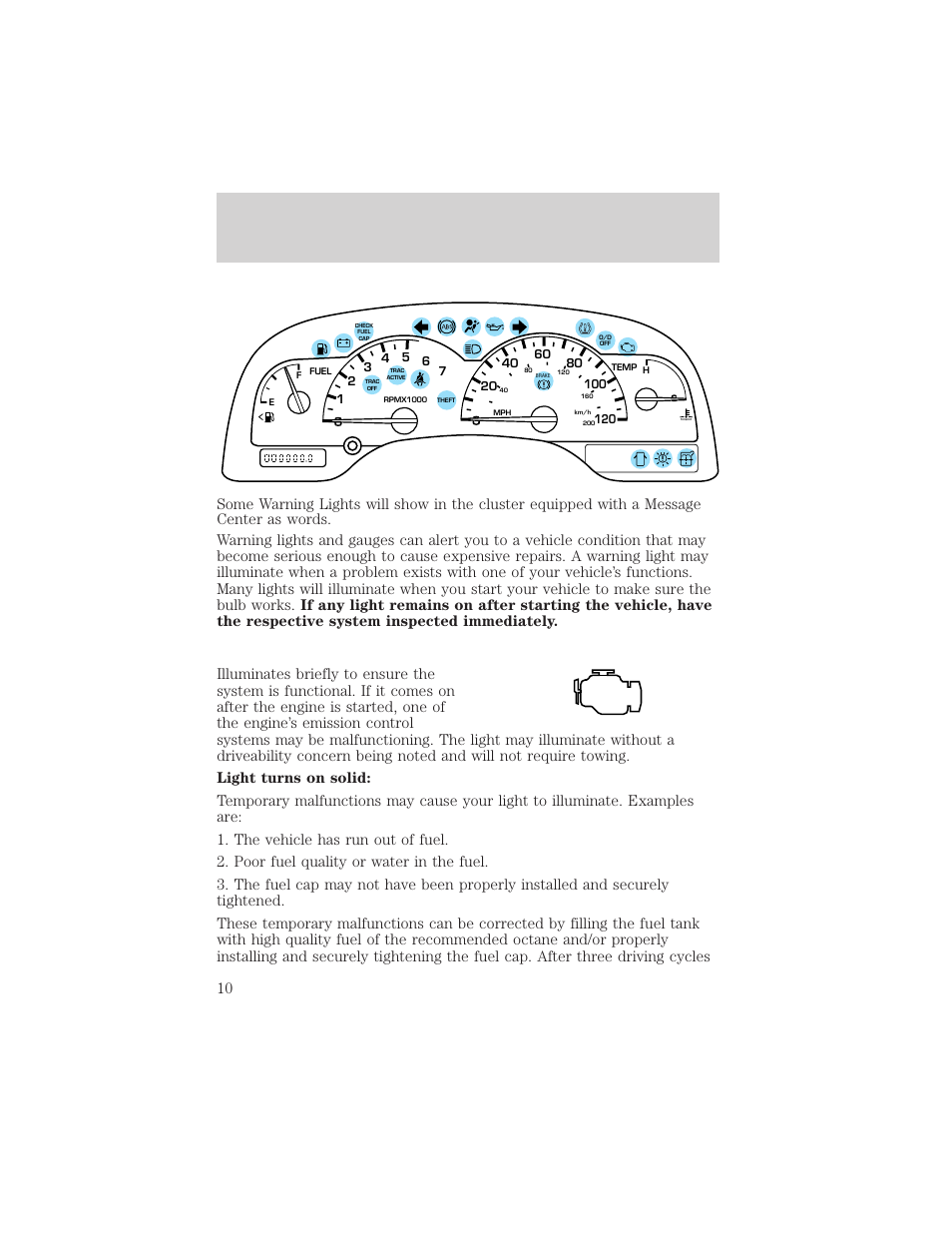 Instrument cluster | FORD 2002 Windstar v.2 User Manual | Page 10 / 288