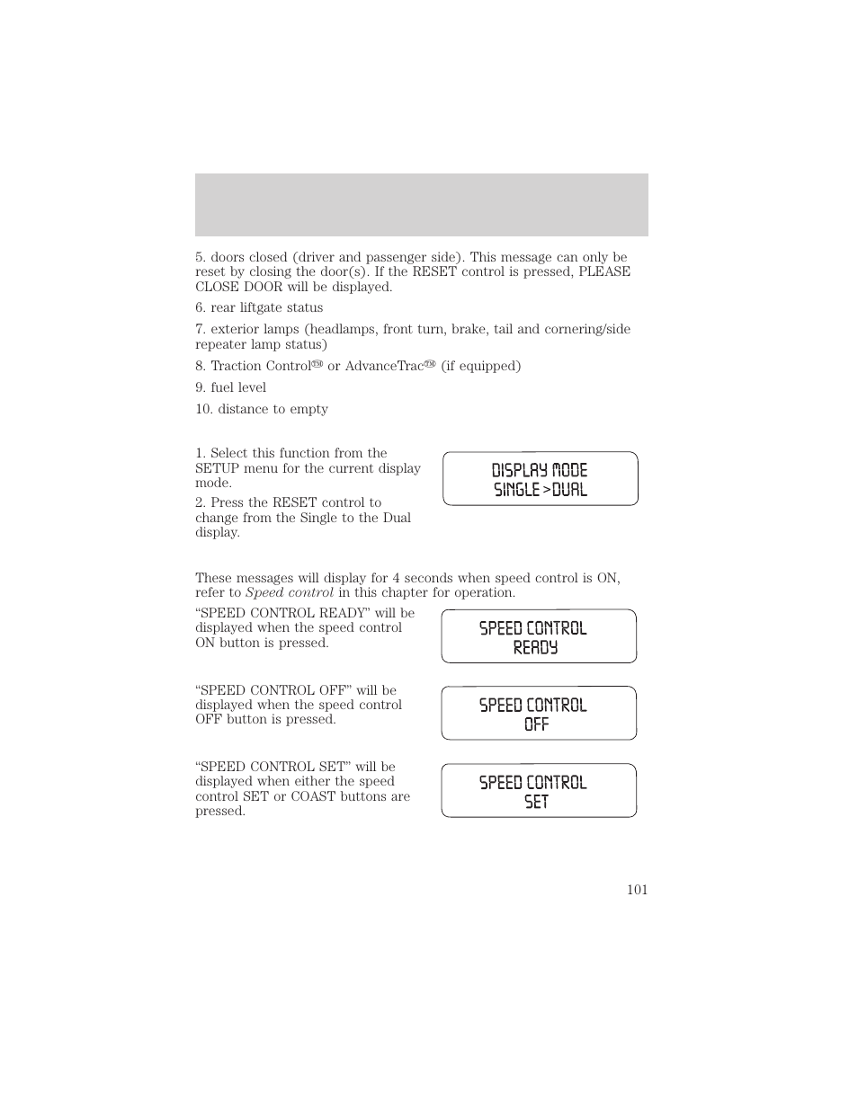 Driver controls | FORD 2002 Windstar v.2 User Manual | Page 101 / 288