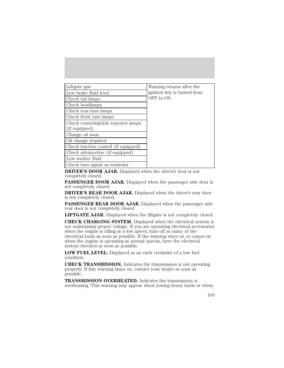 Driver controls | FORD 2002 Windstar v.2 User Manual | Page 103 / 288