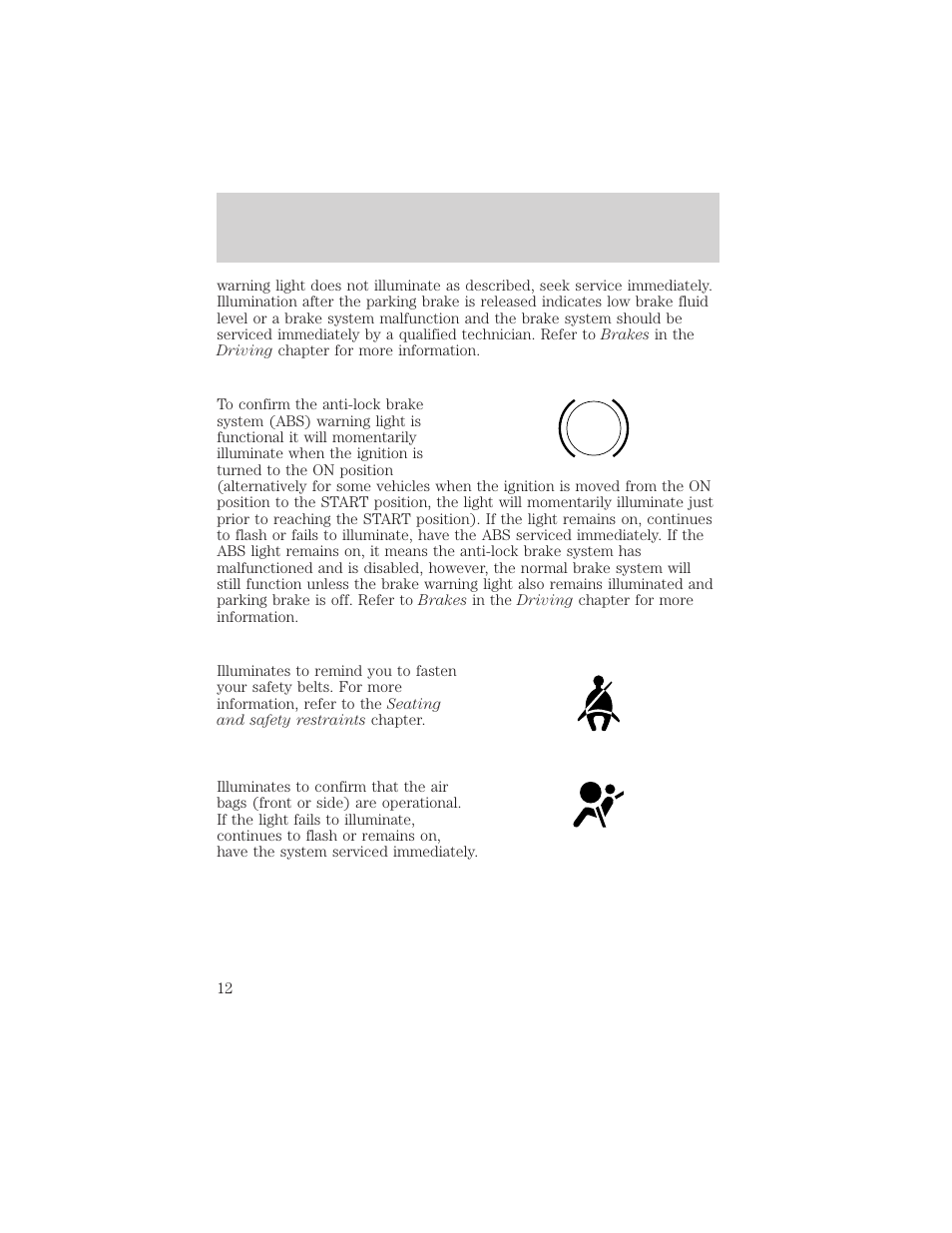 Instrument cluster | FORD 2002 Windstar v.2 User Manual | Page 12 / 288