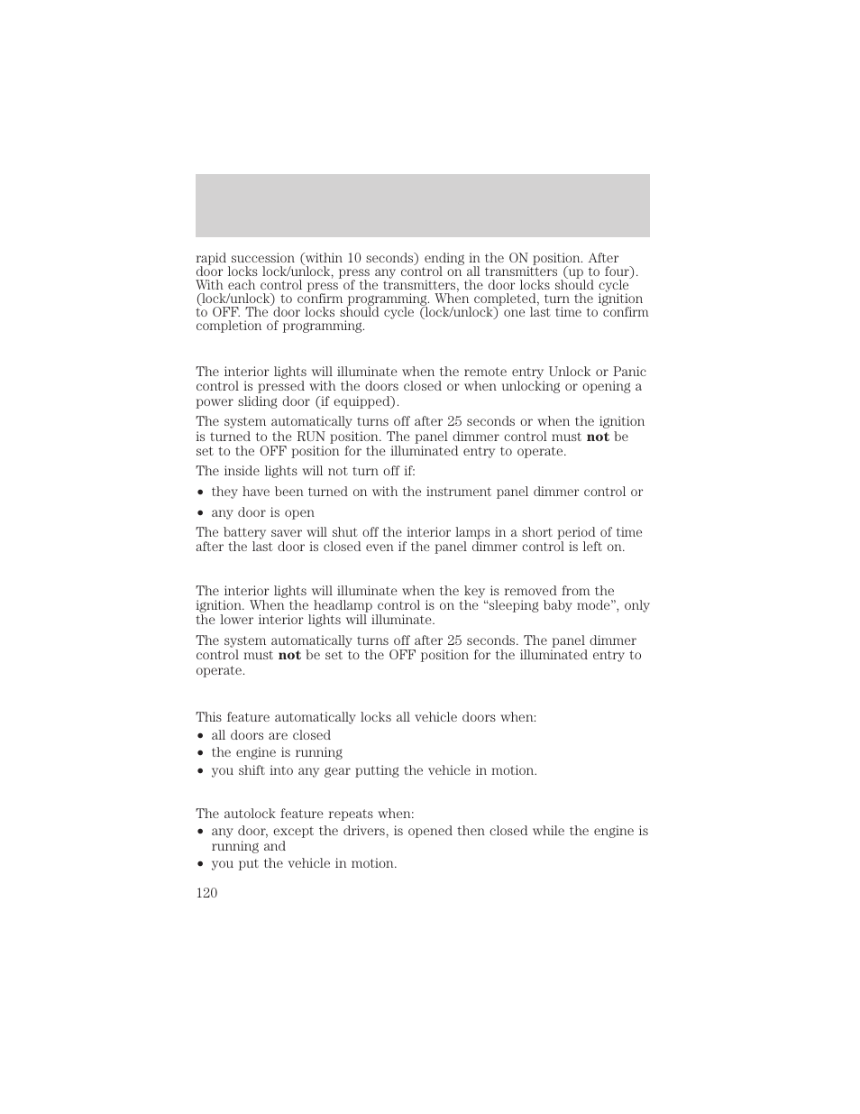 Locks and security | FORD 2002 Windstar v.2 User Manual | Page 120 / 288