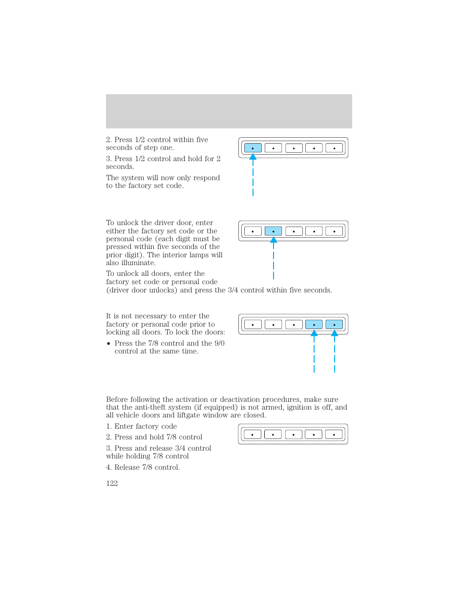 Locks and security | FORD 2002 Windstar v.2 User Manual | Page 122 / 288