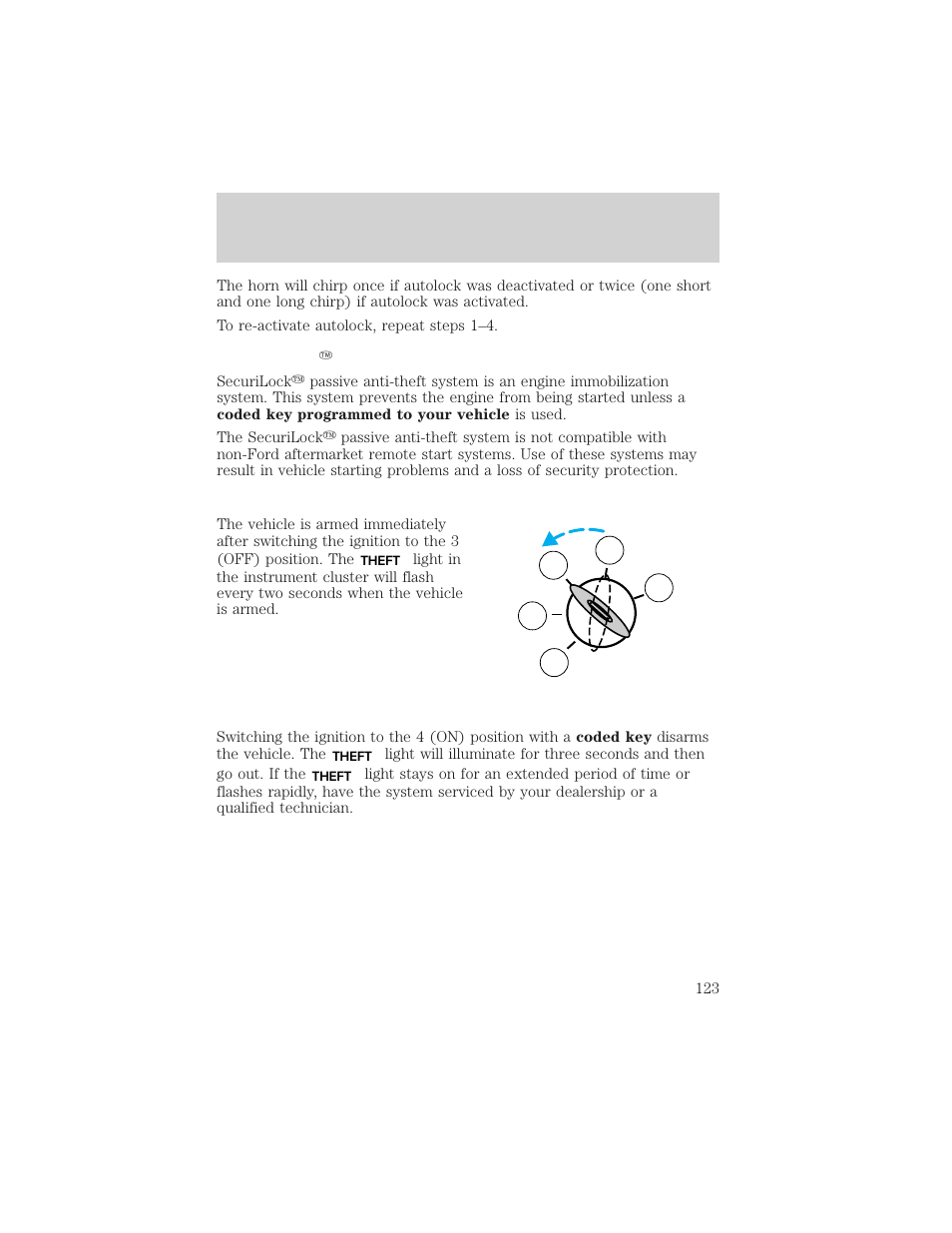 Locks and security | FORD 2002 Windstar v.2 User Manual | Page 123 / 288