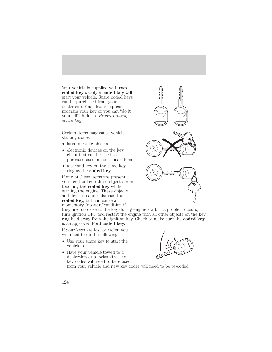 Locks and security | FORD 2002 Windstar v.2 User Manual | Page 124 / 288