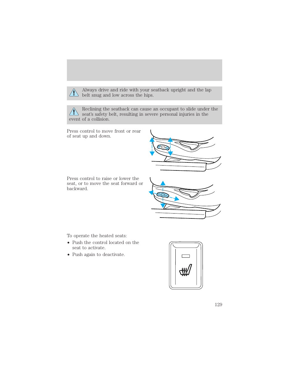 Seating and safety restraints | FORD 2002 Windstar v.2 User Manual | Page 129 / 288