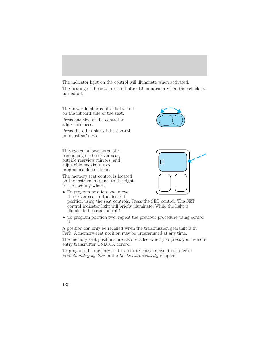 Seating and safety restraints | FORD 2002 Windstar v.2 User Manual | Page 130 / 288