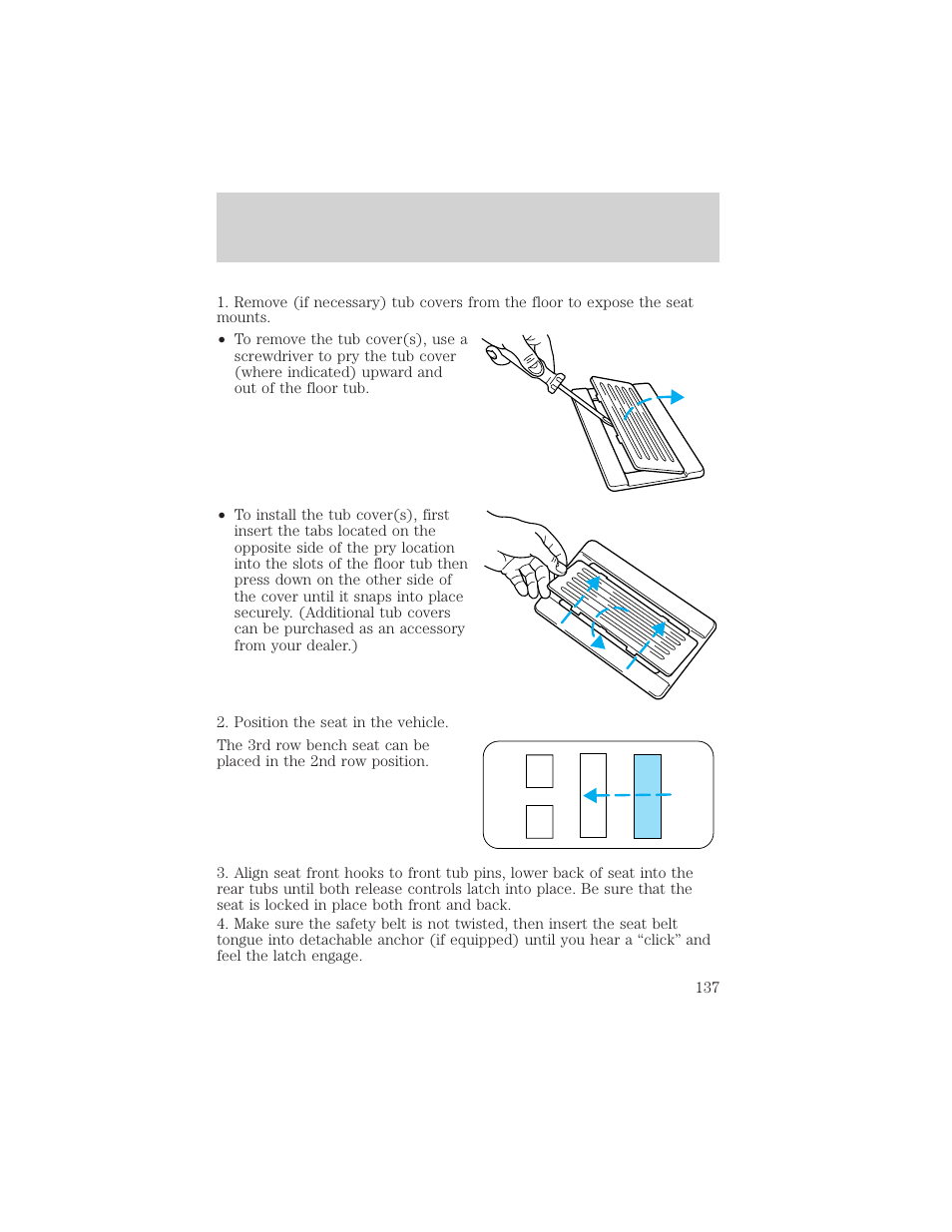 Seating and safety restraints | FORD 2002 Windstar v.2 User Manual | Page 137 / 288