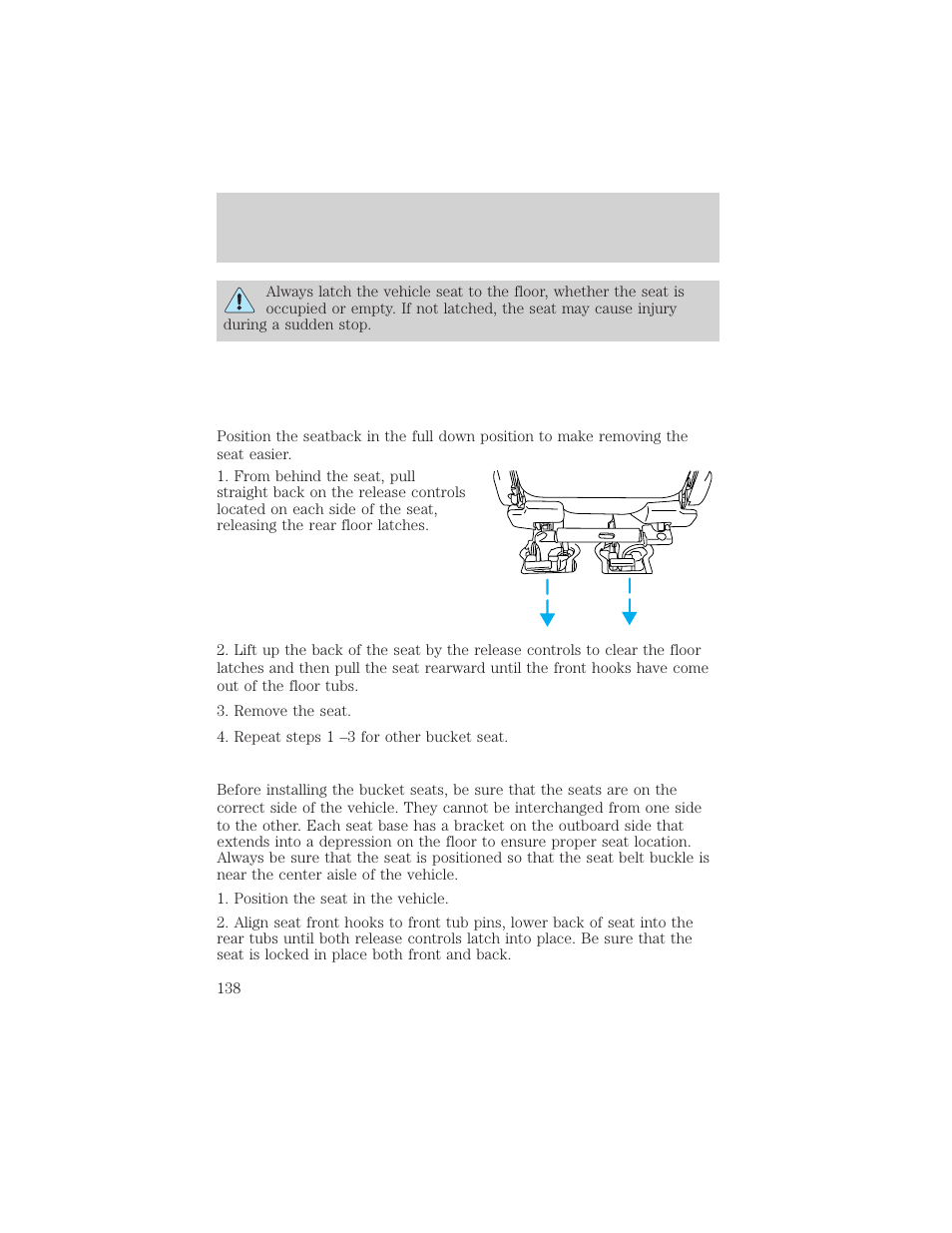 Seating and safety restraints | FORD 2002 Windstar v.2 User Manual | Page 138 / 288