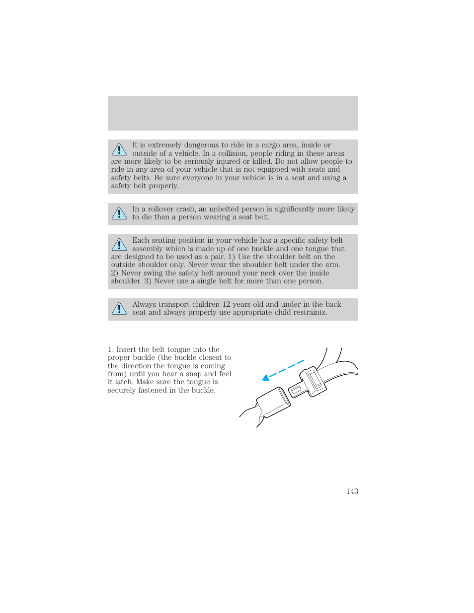 Seating and safety restraints | FORD 2002 Windstar v.2 User Manual | Page 143 / 288